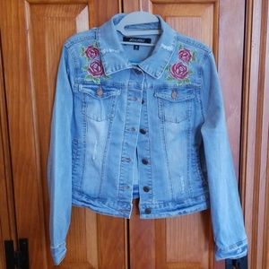 Jou Jou Denim Jacket, Embroidery detail, Size M